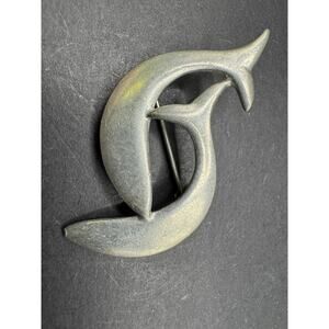Vintage Ken Kantro Signed Harmony Bay Fish Dolphin Pewter Brooch Pin